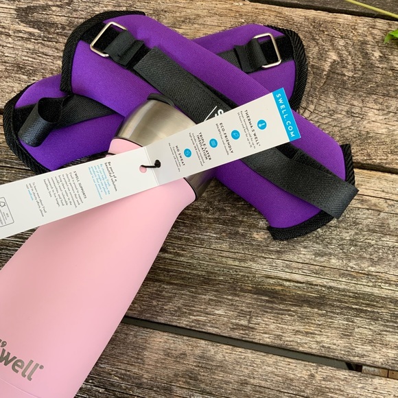 Fitness Bundle Hot/Cold Water Bottle Plus Ankle/Wrist Weights Pink Purple New - Picture 2 of 3